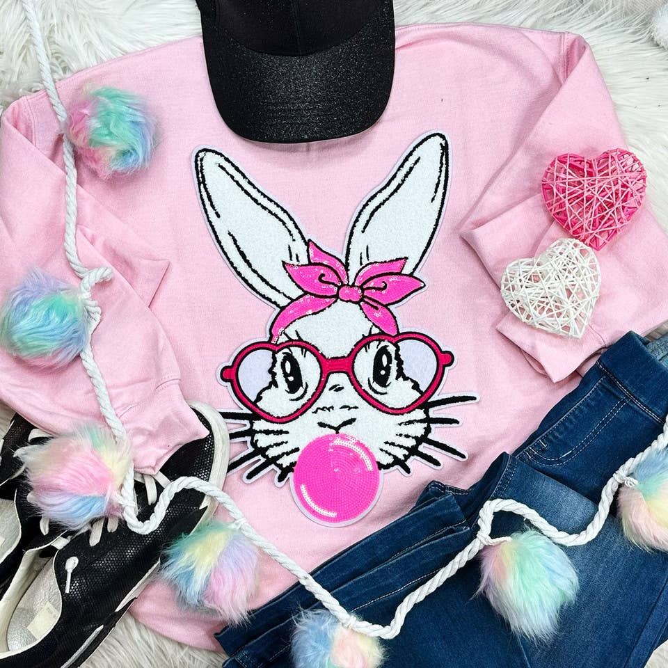 Bunny with Glasses Chenille Patch T-shirt